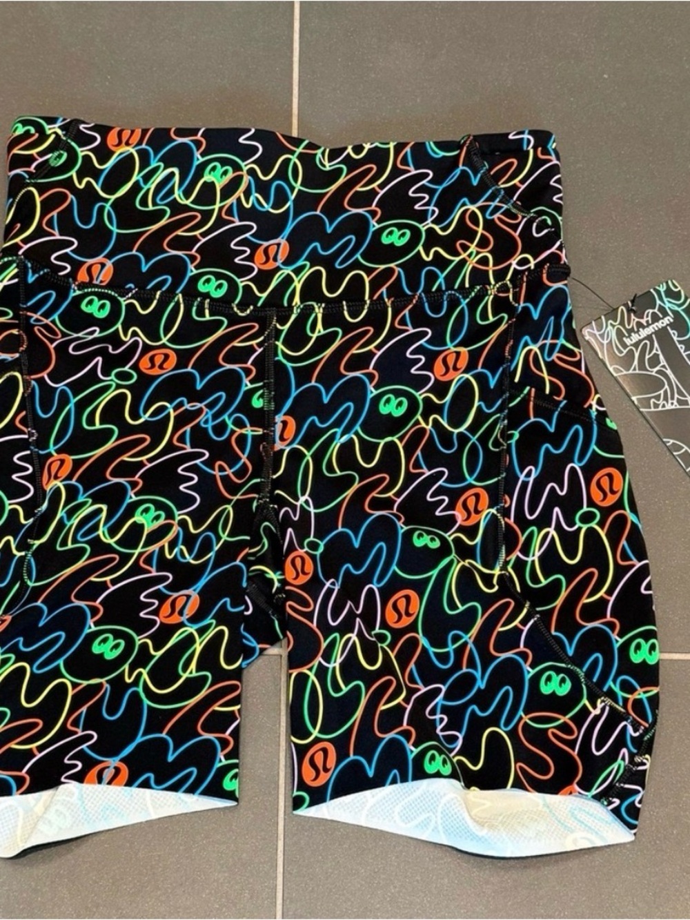 lululemon athletica Men's Black Neon Scribble Athletic Shorts